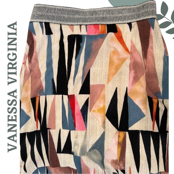 🛍️3/$40 Colorful A-Line Skirt by Vanessa Virginia | Bold Pattern | Large - Picture 5 of 6